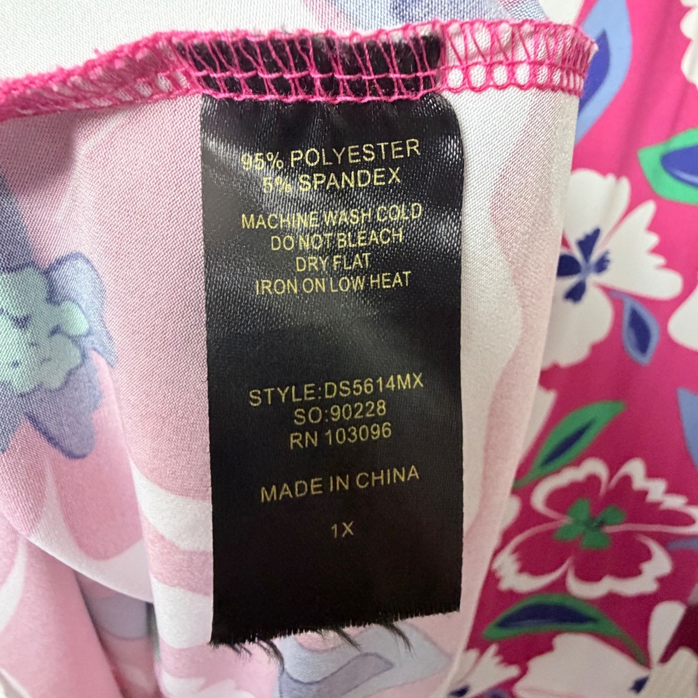 Lexington Avenue NYC Dress Women 1X Pink Floral Flutter Sleeve Resort Spring - Picture 7 of 9
